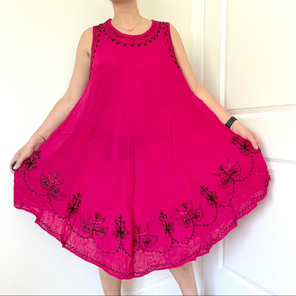 embroidered Beach Cover Up Dress - Picture 3 of 8
